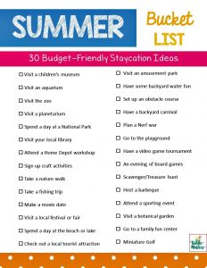 summer staycation bucket list