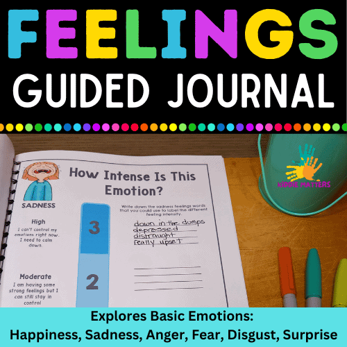 Guided feelings journal for teaching kids about emotions