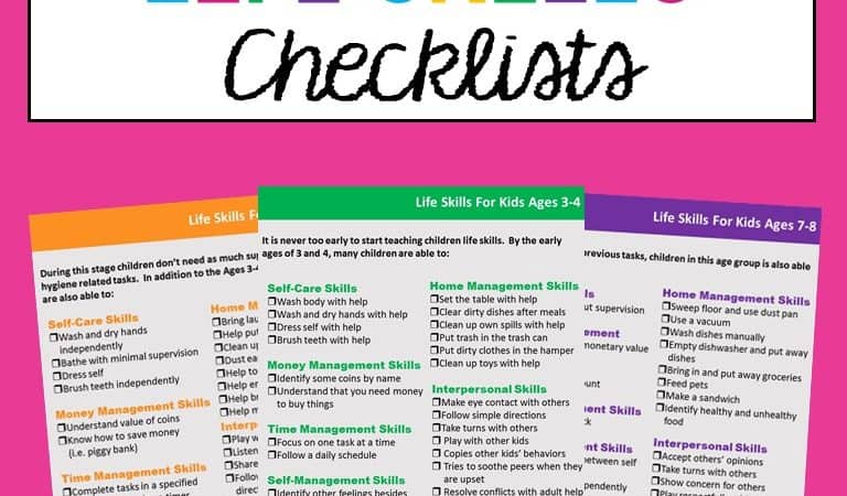Life Skills Checklists For Kids And Teens